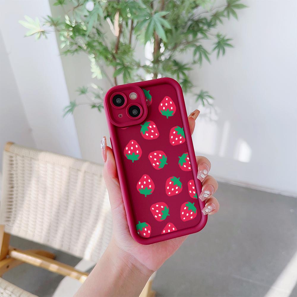 Strabbery Pattern Soft TPU Phone Case for iPhone 17 Air 16 15 14 Pro Max Plus 13 12 Mini 8 7 X Xs Back Cover