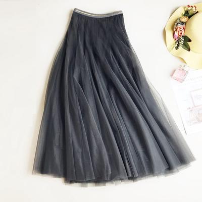 Gonne in tulle moda Donna Estate e inverno Gonna lunga a rete elastica a vita alta Gonna tutù maxi a pieghe