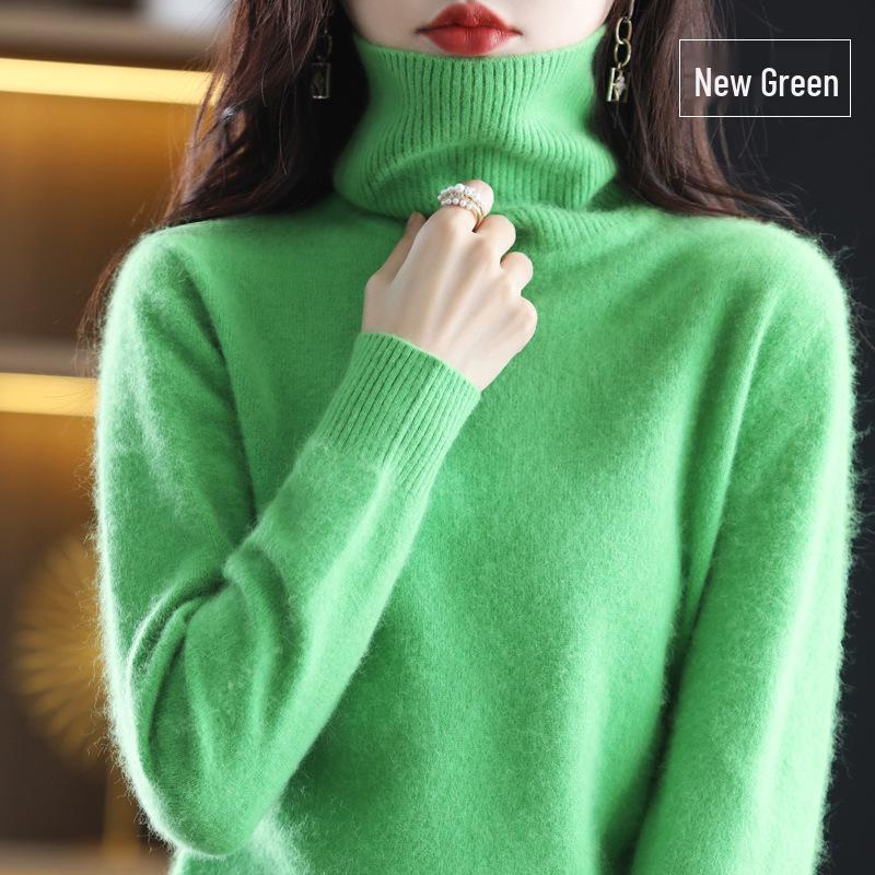 2024 Autumn/Winter Women's High Neck Mink Cashmere Sweater: Loose, Thick, and Versatile Knit Base Layer