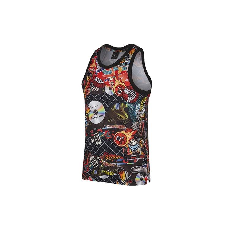 Men s Nike Street Graffiti Basketball Sports Vest  Black Red  CK1182-018 M