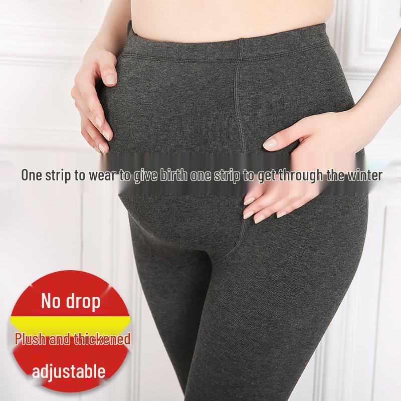 Maternity Fleece Leggings: Cotton Stripe, Supportive Tights for Spring/Autumn