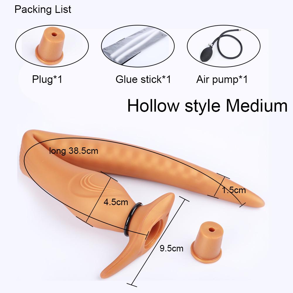 55cm Long Anal Plug Hollow Butt Plug Liquid Silicone Soft Anal Dildo For Women Men Prostate Massage Inflatable Buttplug Sex Toys