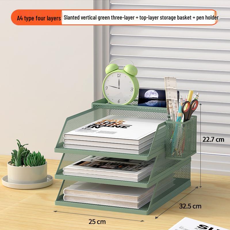 A3A4 Metall Desktop Aktenorganizer Rack - Büroarbeitsplatz Dokumentenhalter