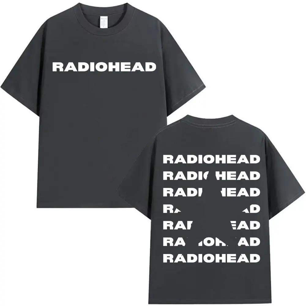 

Черная оверсайз футболка с коротким рукавом, с глитч-логотипом Radiohead Kid A , двусторонняя графическая печать, для поклонников альтернативного рока 4XL