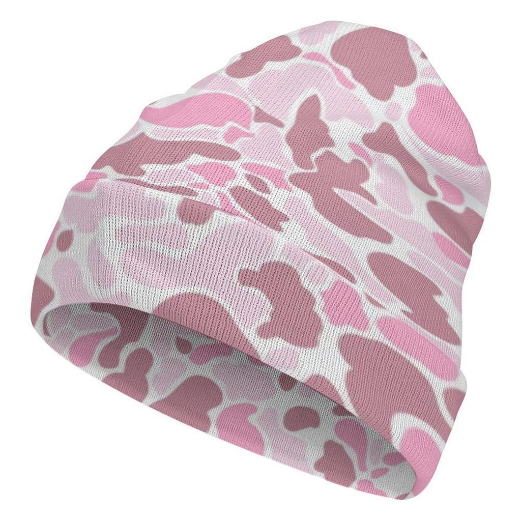 Factory Hot Custom logo pink Camo Print Cuffed Beanie Men Women Cloud Camo Cap Outdoor Camouflage Knitted Hat for Daily Wear
