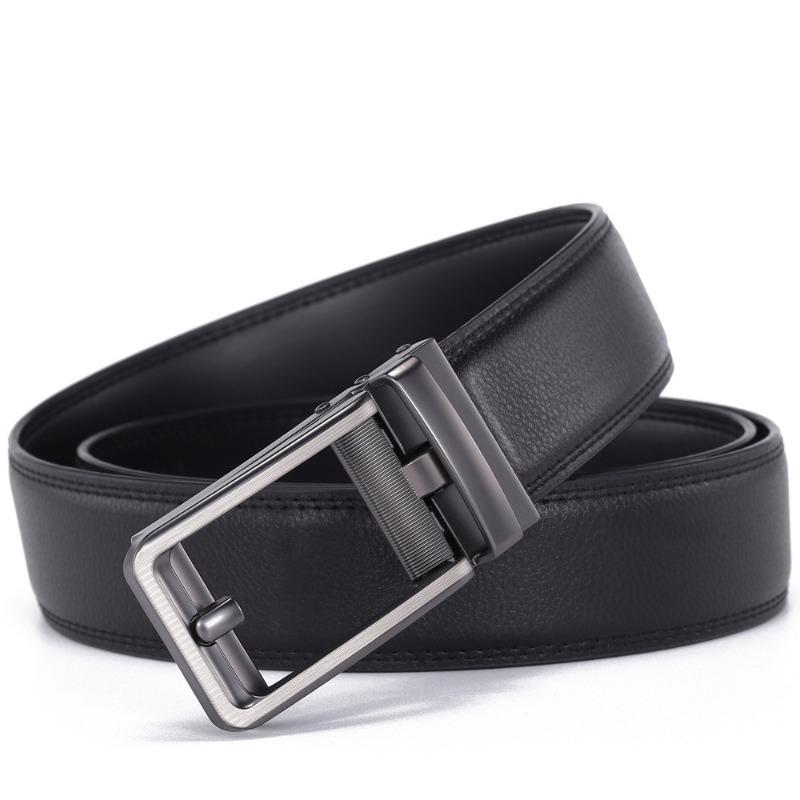Popular, white automatic button head men's leather belt, men's fashion casual pants belt