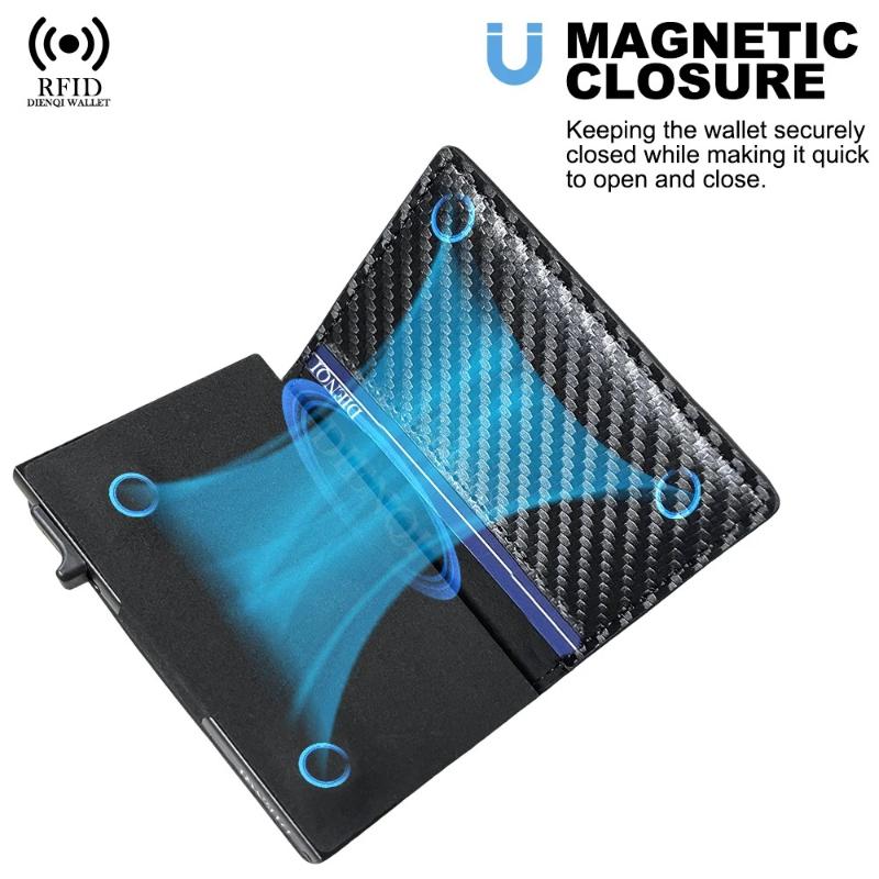 Men Wallet Money Bag Carbon Fiber Rfid Credit Card Holder Luxury Minimalistic Slim Thin Wallet Black Clutch Purse Male