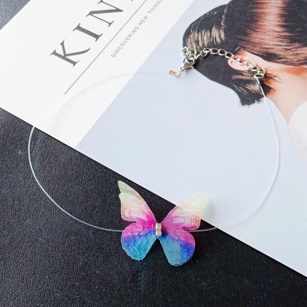 Buy Colorful Invisible Fishing Line Necklace for Women Butterfly