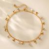 Gold Plated Dangle Round Disc & Clear CZ Charm Anklet With Extension Chain