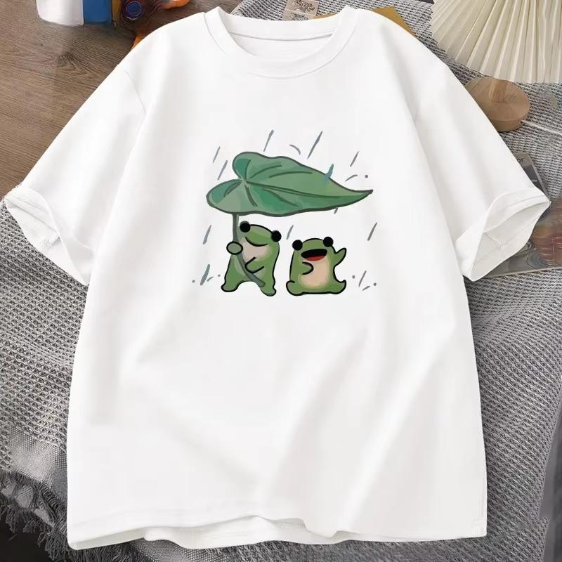 Frosch Niedliches T-Shirt Lustige Frösche Regen Liebe T-Shirt Damen und Herren Romantisches T-Shirt Lässig Kurzarm T-Shirts Streetwear