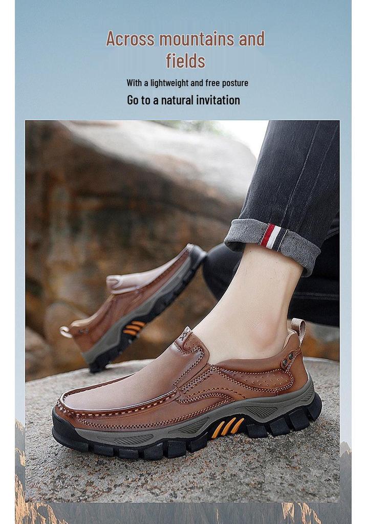 Men's Large Size Casual Leather Driving Shoes for Outdoor and Everyday Wear