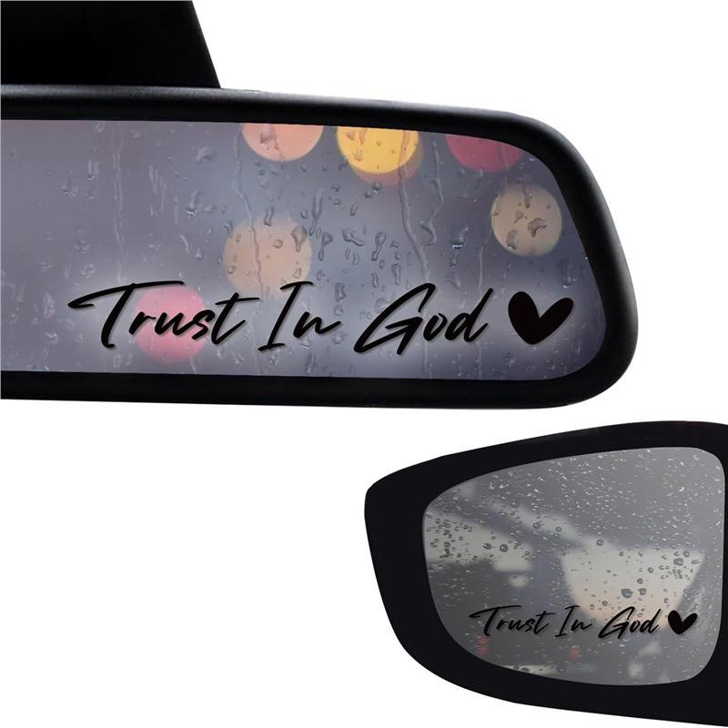 Trust In God Car Rearview Mirror Sticker - Reflective Car Body & Laptop Decoration