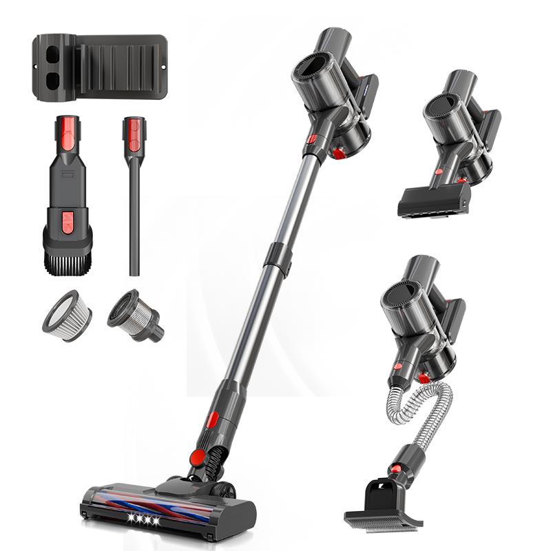 PSVC2302-4G2 3-in-1Powerful Vacuum Cleaner with Vacuum + Mite-Removal Brush + Pet Brush, 4-Battery, 20Kpa, 40-Minute Battery Life