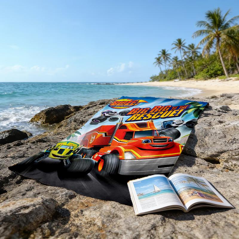 1 Stück Blaze und die Monster-Maschinen (3) Strandtuch, Strand- und Meeresufer-Schwimmbadausstattung, Modisches Muster, Rechteckig, Reiseutensilien
