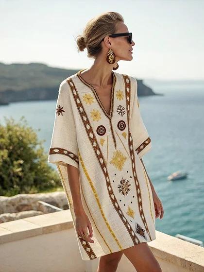 Y vacation bikini blouse sunscreen printed beach skirt European and American new models