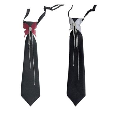 Uniform Black Ties Butterfly Rhinestones Tassels Collar Japan Seifuku Cosplay Pre-tied Tie Schoolgirl Suit Neckwear