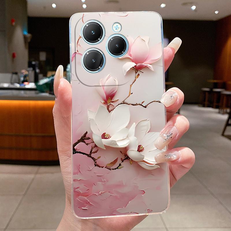 For Infinix Hot 40 Case Clear Silicone Luxury Aesthetic Butterfly Flower Soft TPU Back Cover Infinix X6836 X6837 Hot 40 Pro Case