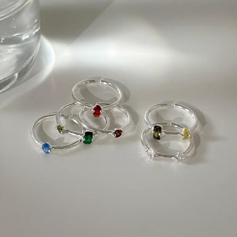 Trendy Minimalist Zircon Ring For Women Adjustable Geometric Copper Fashion Band