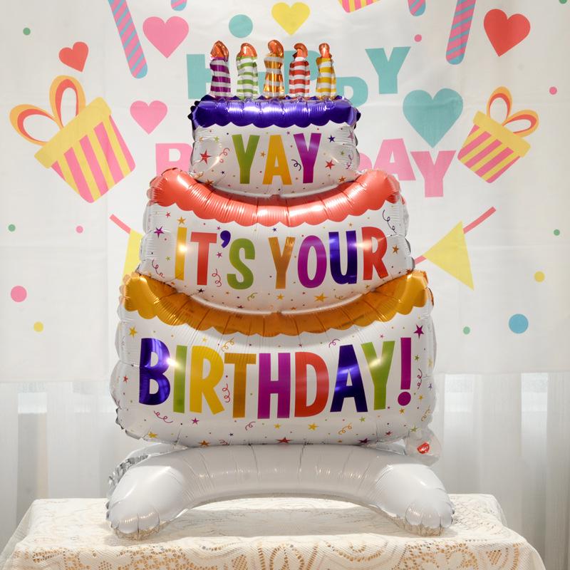 Large Cartoon Stand Cake Balloons for Kids' Birthday Party Decorations
