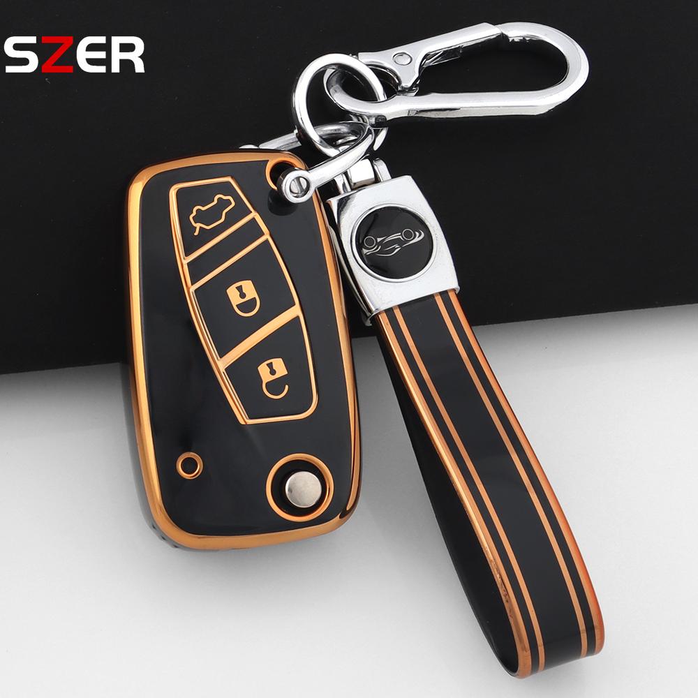 Tpu Car Key Case Cover For Fiat Panda Stilo Punto Doblo Grande Bravo 500 Ducato Minibus Folding Keychain Interior Accessories