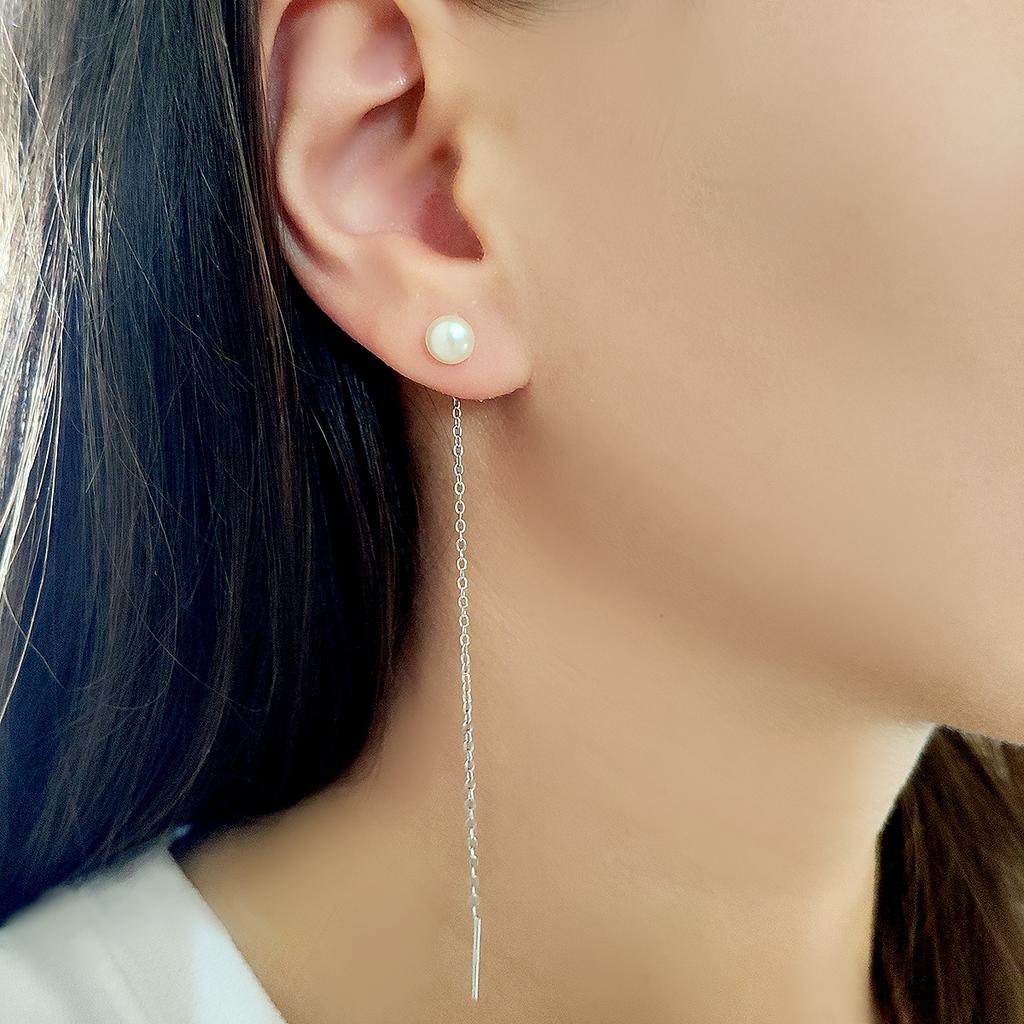 Silver Earrings with Natural Pearls 2ct (2122401)