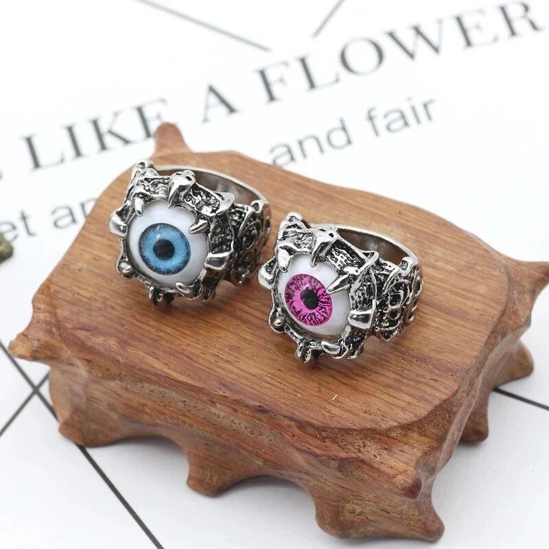 Moda bărbați Vintage Dragon Claw Evil Eye Inel Fashion Devil Eyeball Inele de petrecere Bijuterii bărbați Anime Craniu Hip Hop