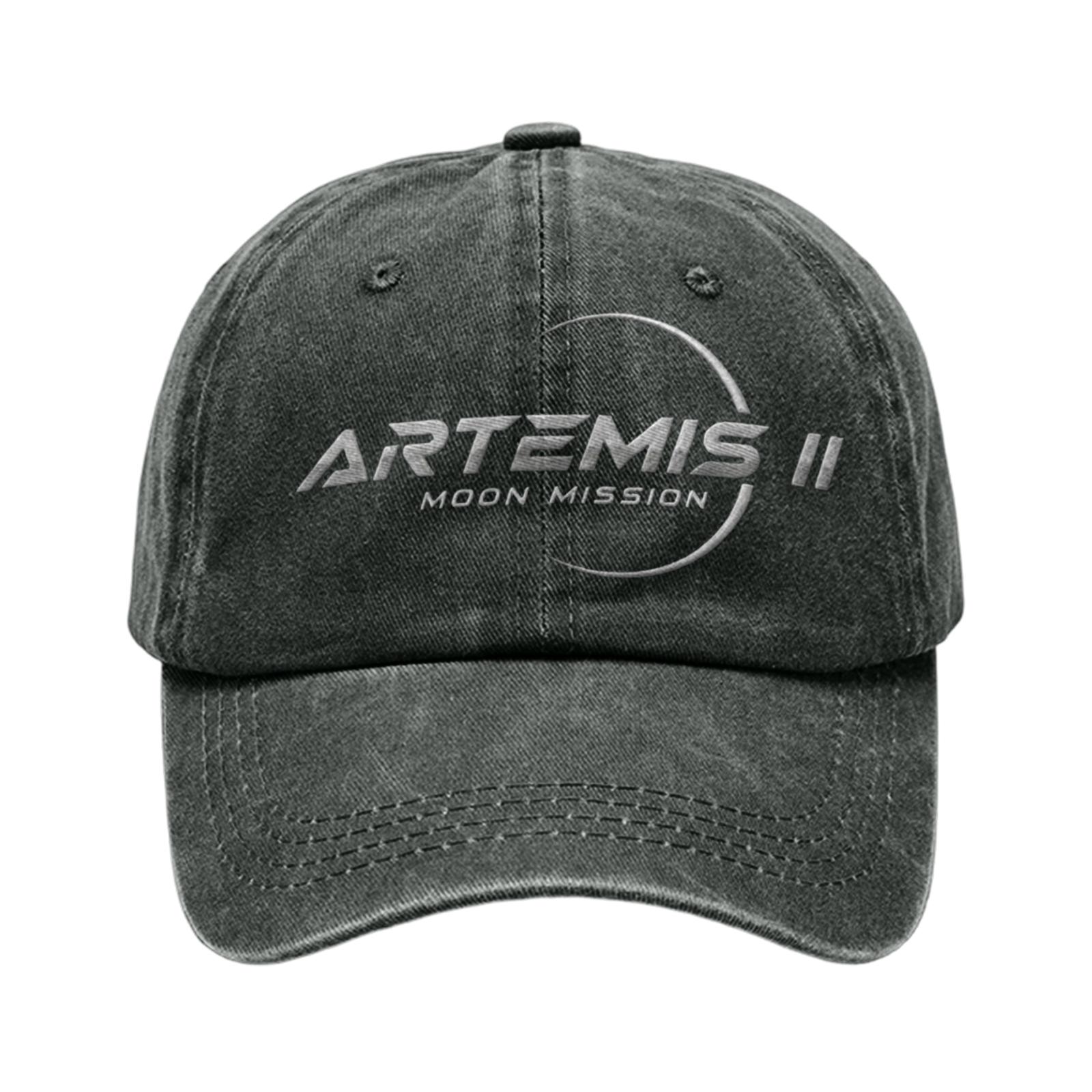 Унисекс Повседневная Бейсболка с Вышитым Принтом Миссии Artemis II на Луну Регулируемая Посадка Прочная Хлопковая Кепка One Size