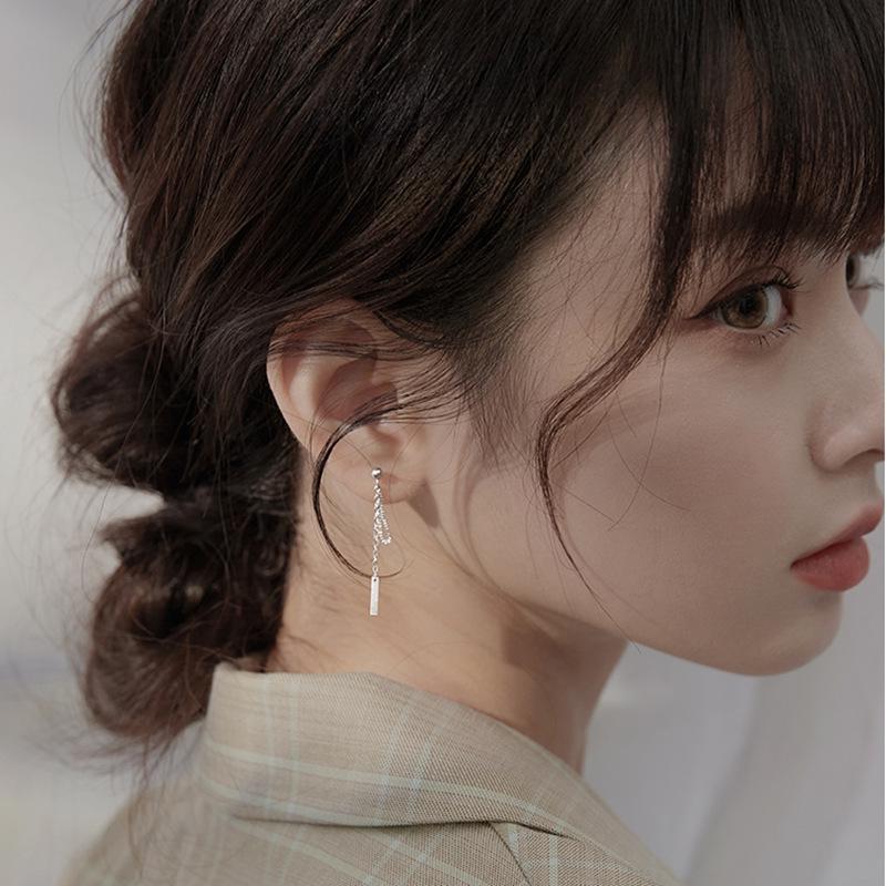 Korean Needle Geometric Tassel Stud Earrings for Women - Retro Fashion Ear Ornaments