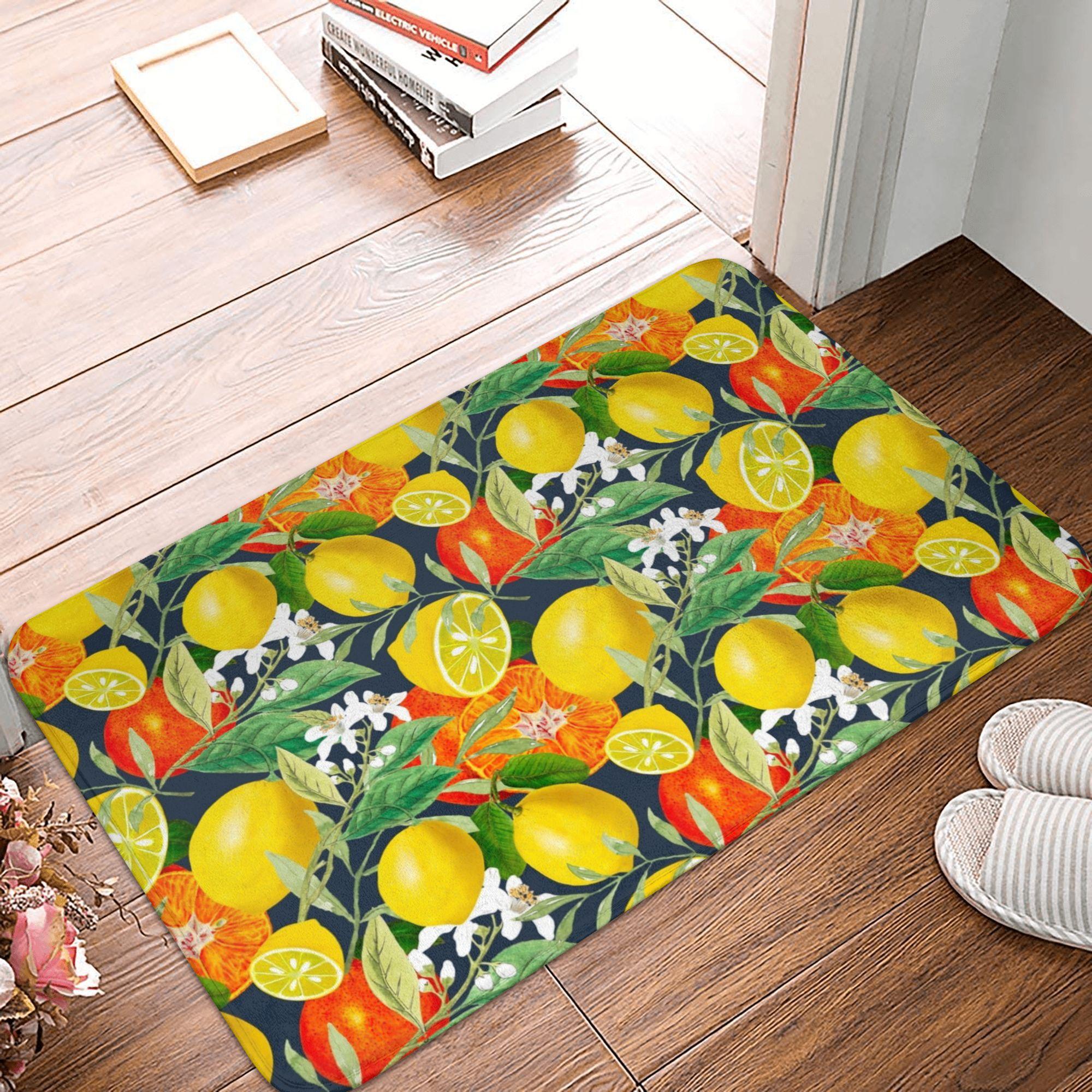 Sicilian Summer Lemon Citrus Tiles Floor Door Kitchen Bathroom Mat Anti-Slip Indoor  Doormat Garden Entrance Rug Carpet Footpad 40cmx60cm