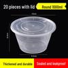 Disposable 1000ml Round Bowl & Chopstick Set with Lid, 20-Pack