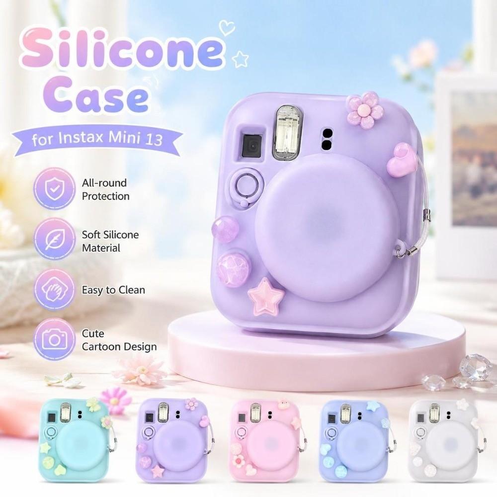 Weiche Silikon-Kameratasche mit Objektivdeckel, Schutzhülle für Fujifilm Instax Mini 13 Kameraaufbewahrung