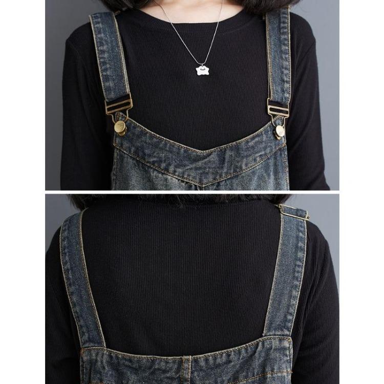 Women Elastic Long Pants Spring Denim Overalls Loose Casual Trousers Plus Size Basic Jeans