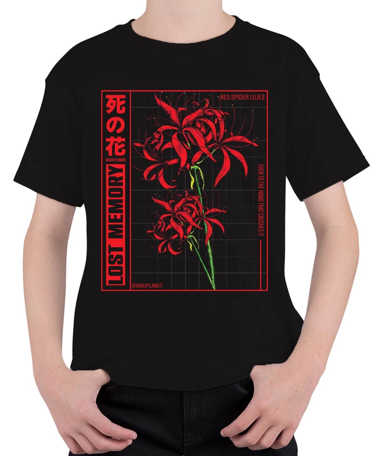 Rote Spinnenlilie LOST MEMORY japanische Blume Anime Otaku Ästhetik Unisex Kinde S