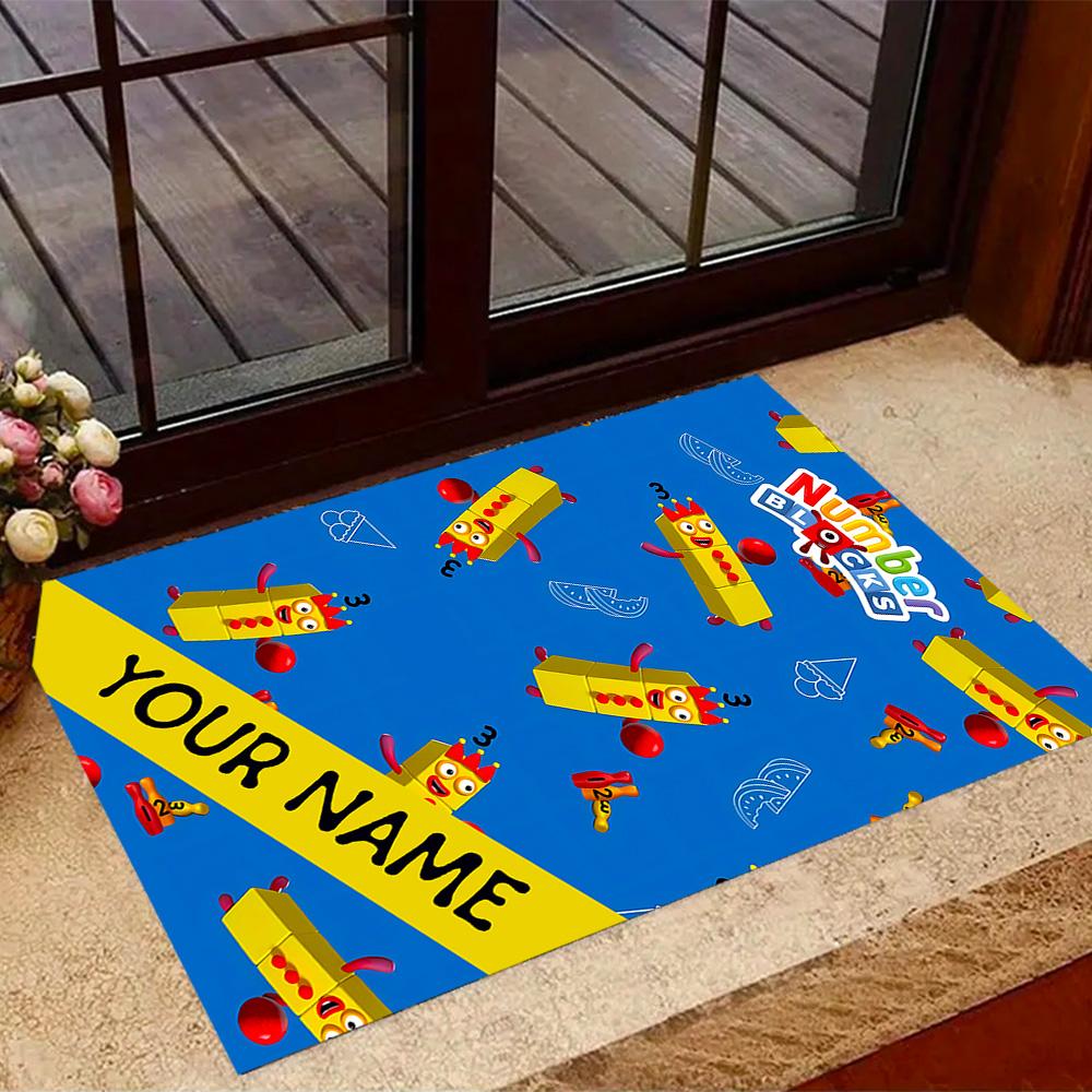 Tappeto da pavimento con blocchi numerici Inverno Divertente Nome Personalizzabile Tappeto per Ufficio Design per Stanze dei Giochi Camere da Letto Ingresso Tappeto Antiscivolo per Esterni Ufficio Arredamento per la Casa