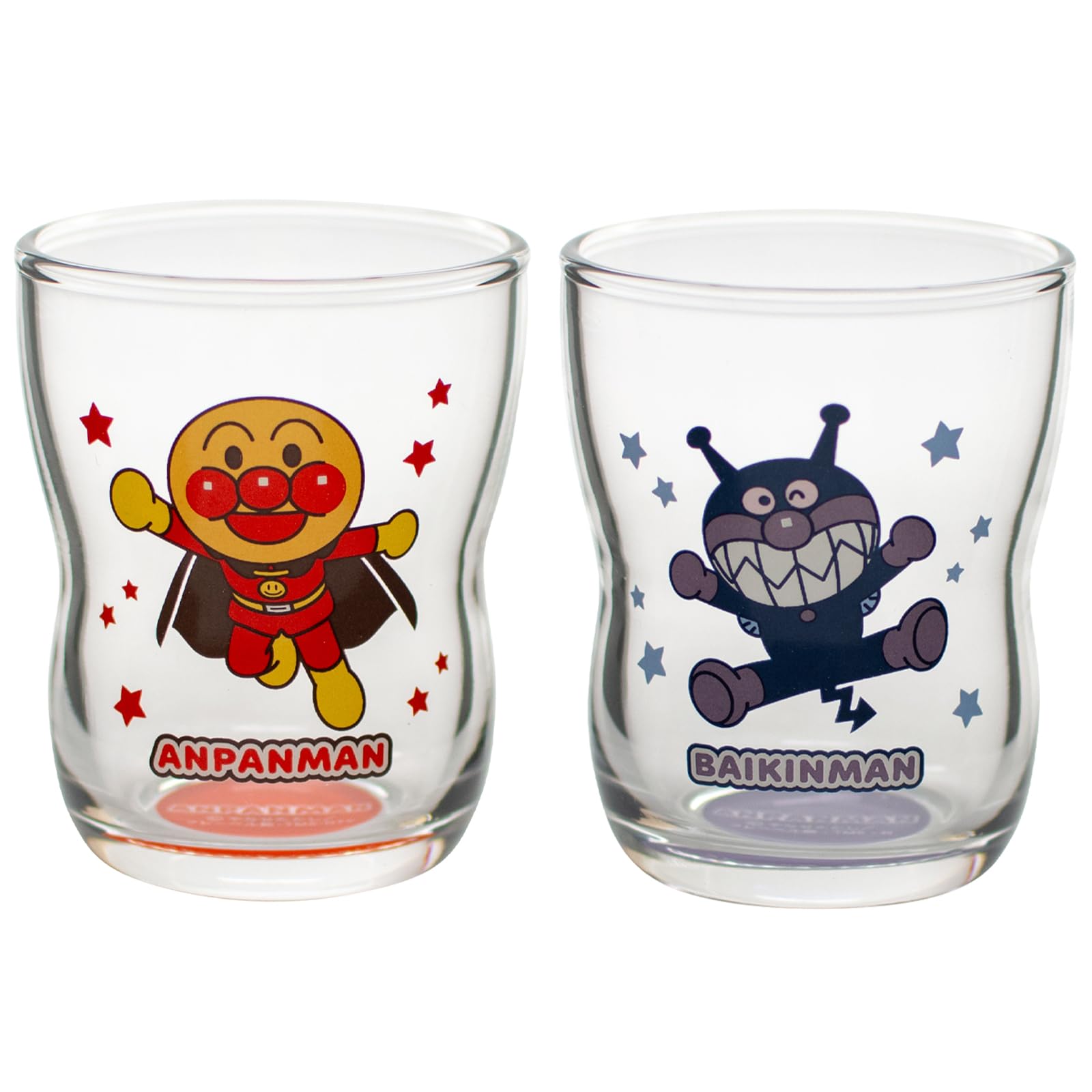 Otsuka Glass Anpanman Good Kids Glasses, Easy-to-Hold Juice Cups (2 pieces, 130ml), Children s Tableware Set, Anpanman & Baikinman Goods, Transparent,