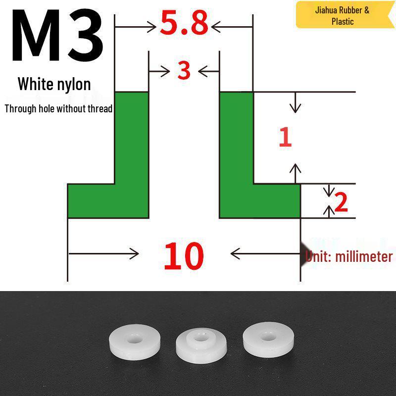 T-förmige Nylon-Dichtungsscheibe M3-M35 Gewinde Isolierabstandshalter