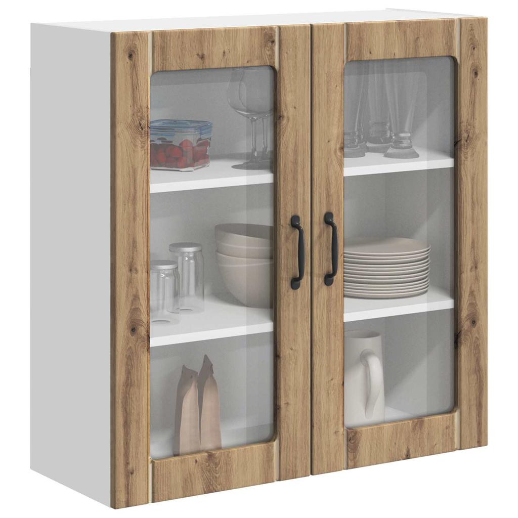 Wall Mounted Glass Cabinet LUCCA Artisan Oak 80 x 31 x 80 cm