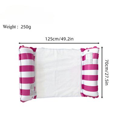 1Pc Inflatable Water Hammock With Mesh, Foldable Striped Pattern Floating Bed, Water Recliner, For Pool Party, Beach Fun