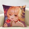 Yoimiya Genshin Impact Cushion Cover Natural Linen Organic Fabric DoubleSided Printing Room Sofa Decor Pillow Case