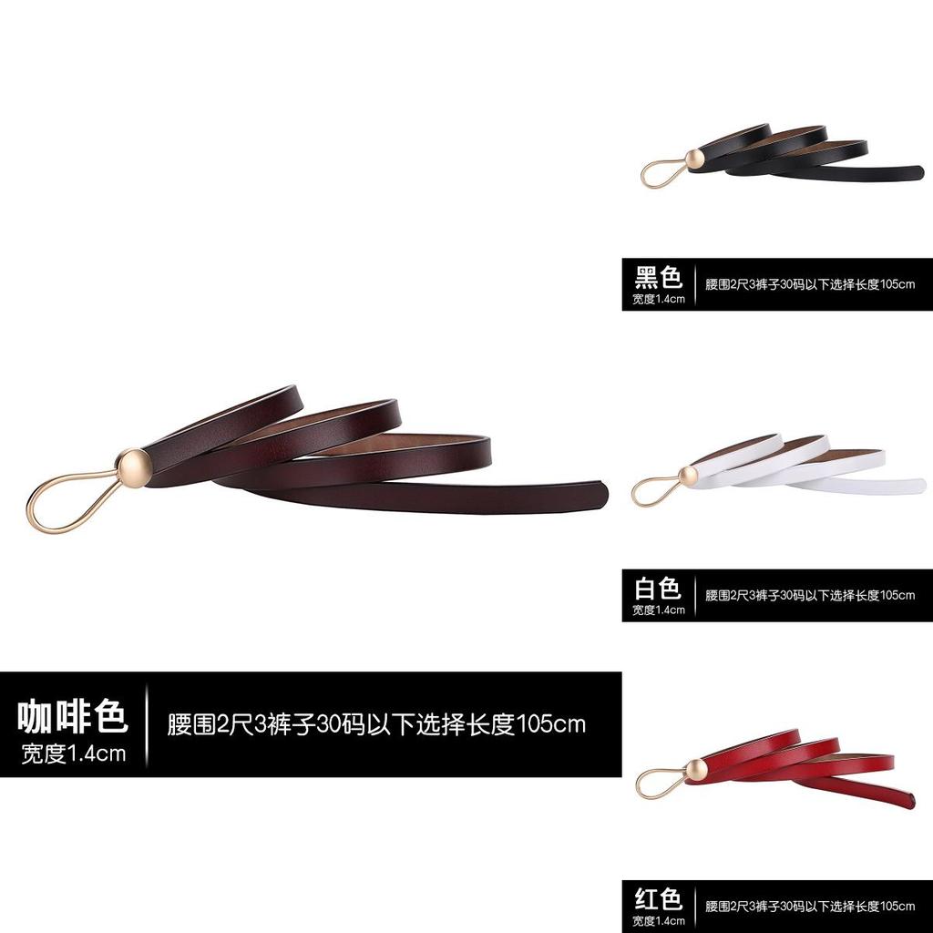 Minimalist Genuine Leather Belt For Ladies With Tie Knot Detail And Metal Buckle For Daily Wear