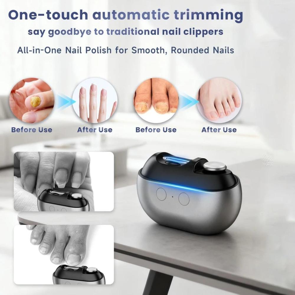 USB Rechargeable 2-Speed Electric Nail Clipper Trimmer & Polisher with LED Light & Clip Storage for Kids Seniors Adults