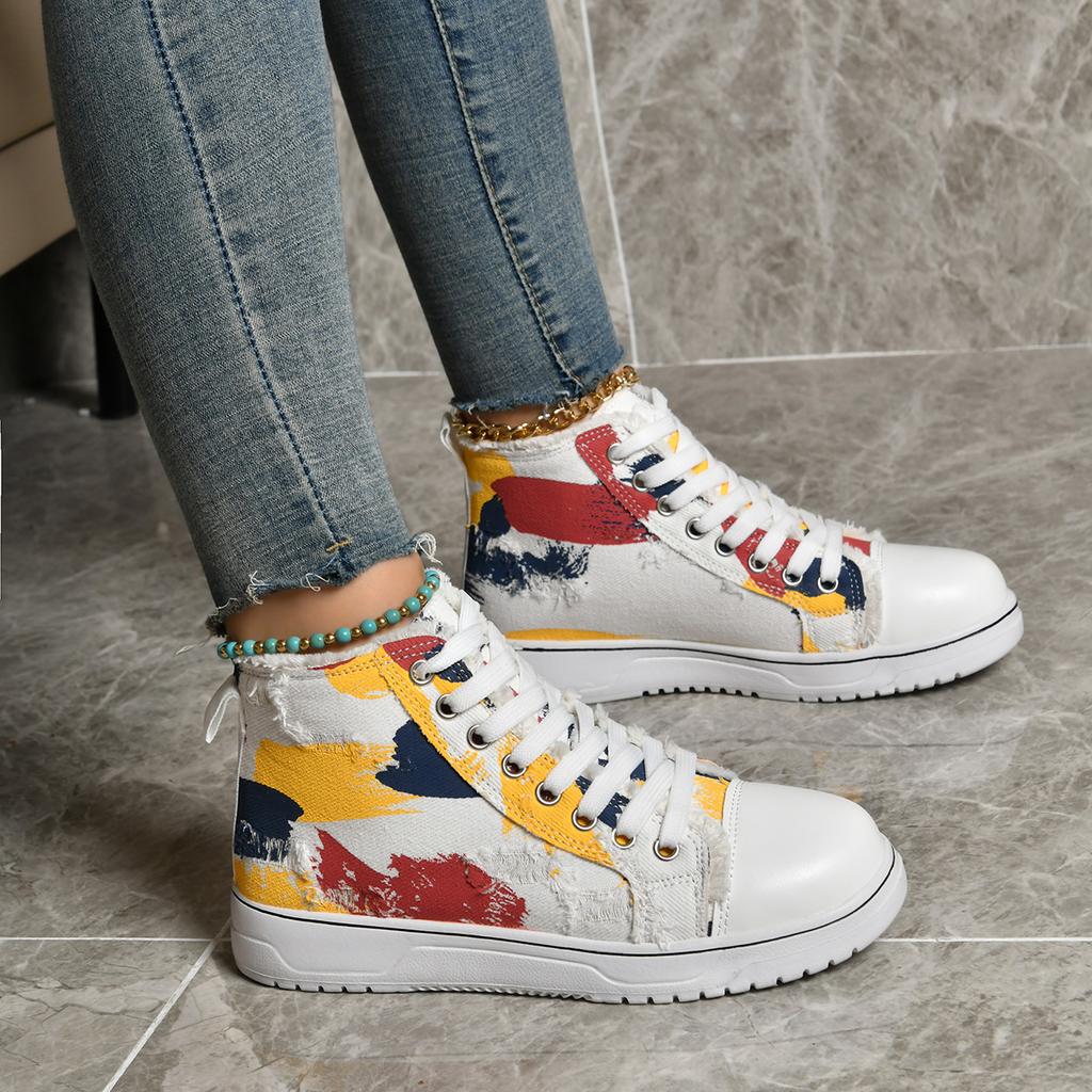 Women's Shoes Round Head Lace Sponge Sole Vulcanized Shoes for Women New Breathable Sports Shoes for Women Casual Shoes