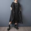 Short Sleeve Plus Size Vintage Black New In Dresses for Women Casual Loose Long Summer Dress