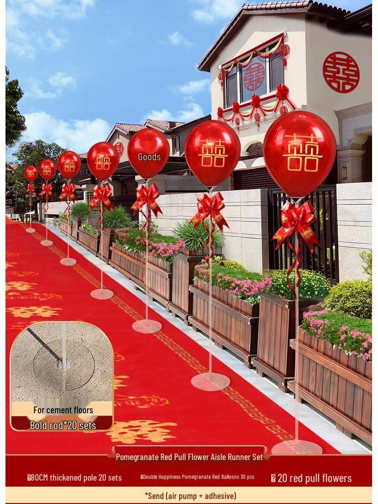 Outdoor Red Balloon Stands for Wedding Reception and Rural Roadside Decorations