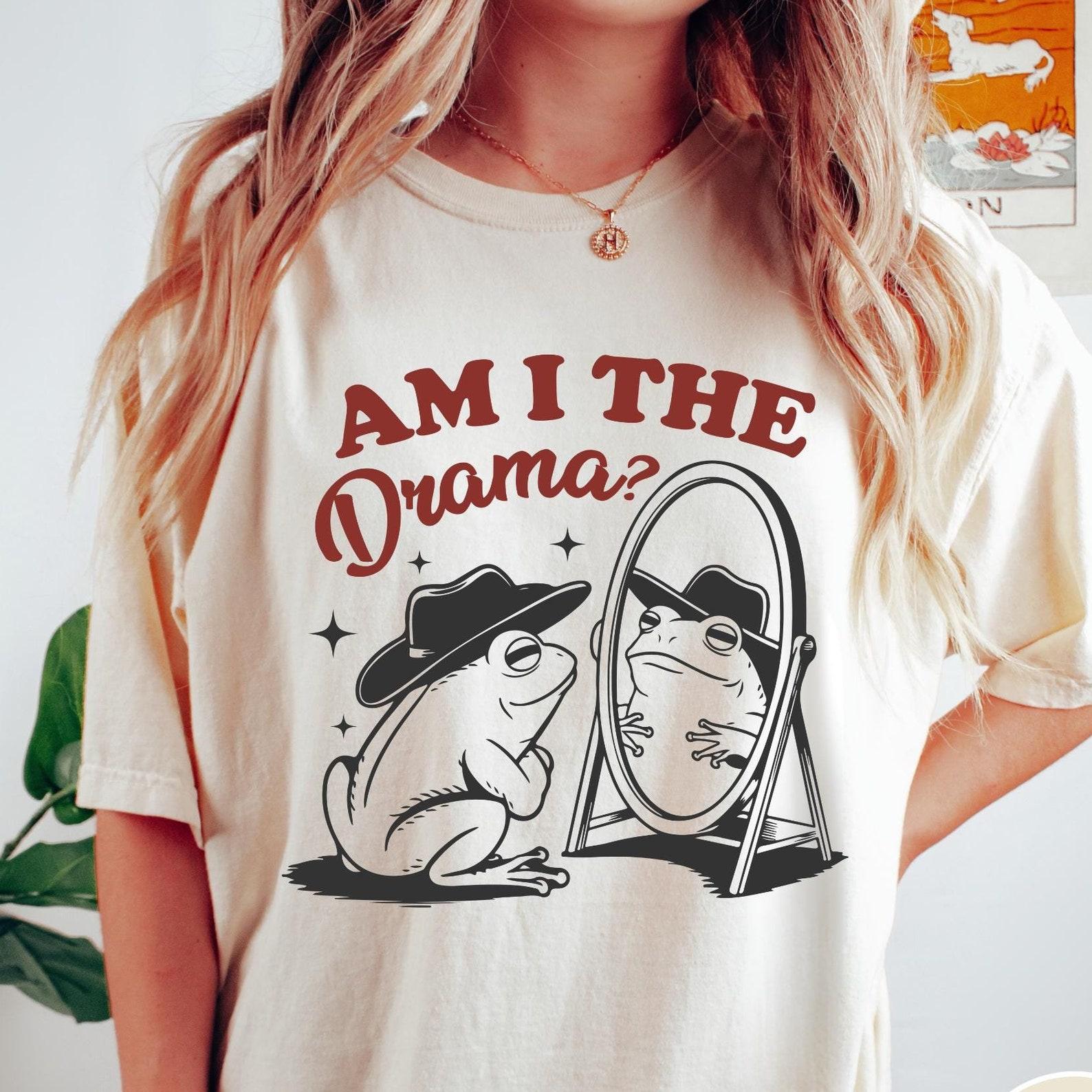 Am I The Drama Comfort Colors® T-Shirt, Vintage Frog T-Shirt, Funny Sarcastic Meme Retro Shirt, Oversized Aesthetic Graphic Tee, Funny Gift 2XL