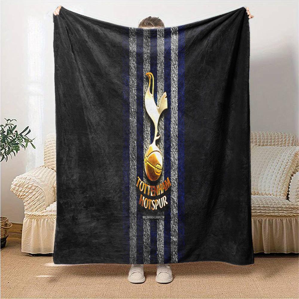 FC Tottenham Wappen Flanelldecke, Weiches Polyester, Modernes Design, Ganzjahres- für Camping, Reisen, Geschenke für Feiertage oder Geburtstage