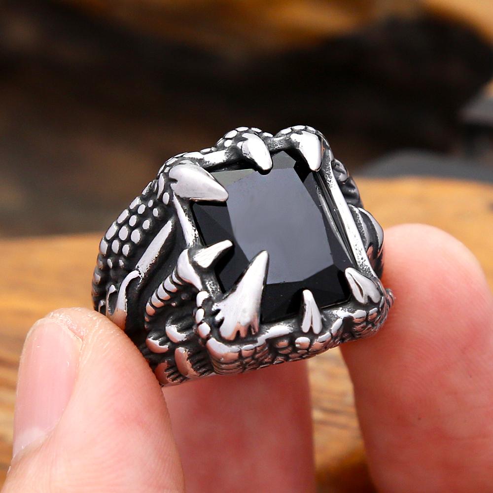 Gothic Vintage Dragon Claw Ring Stainless Steel Punk Hip Hop Ring For Men Women Unique Amulet Jewelry Gifts Dropshipping
