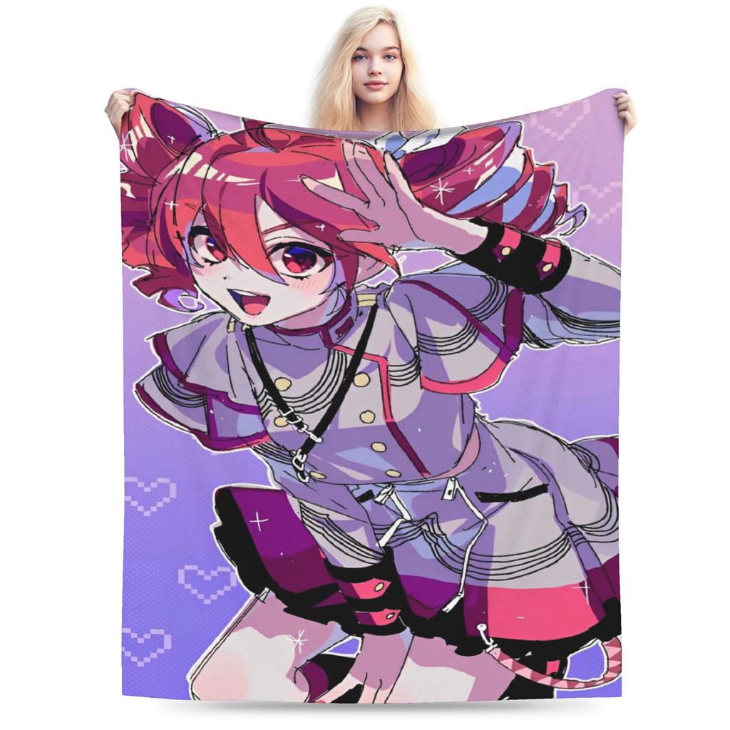 Kasane Teto Velvet Throw Blanket Anime Vtuber Blanket for Sofa Office Warm Plush Thin Quilt
