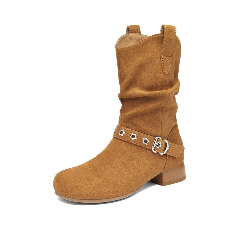 Pile boots new autumn merard western retro beacon short boots medium tube martin boots