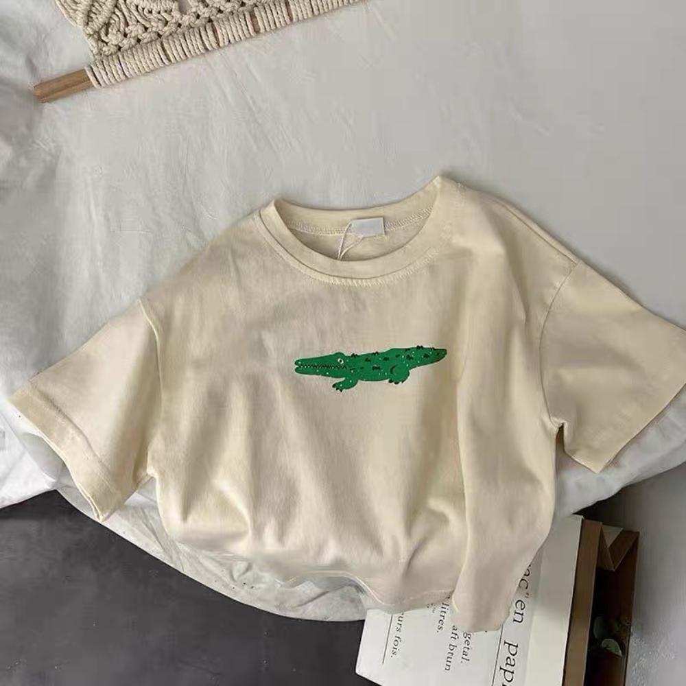 

Summer Kids Cartoon Print Short Sleeve TShirt Boys And Girls Casual Fashion Cute Round Neck Tops Toddler Simple Versatile Tees 110